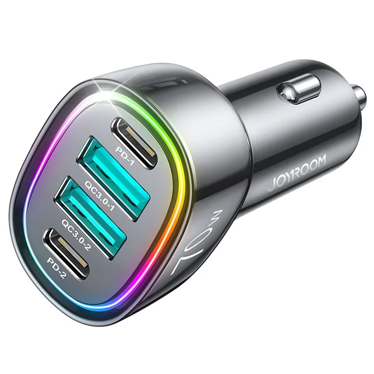 JOYROOM JR-CL29 70W 4-Port Fast Car Charger Dual PD + Dual QC3.0 Car Charger with Colorful LED Light