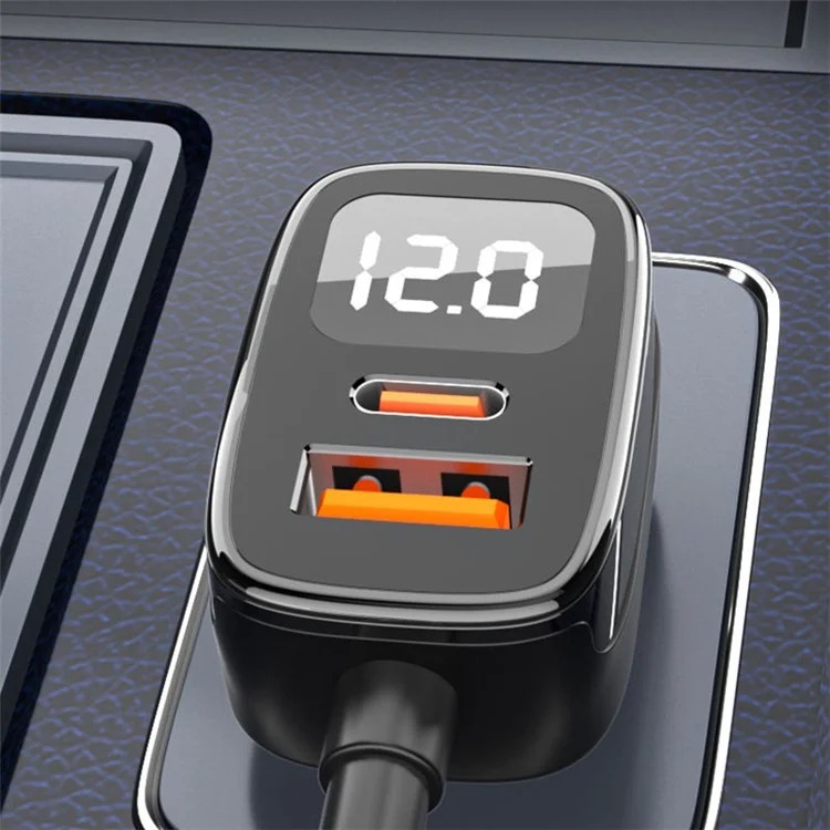 EC-17 78W 5 Ports Charging Adapter 3 USB + 2 Type-C PD Fast Charging Car Charger with Extension Cord (CE Certificated)