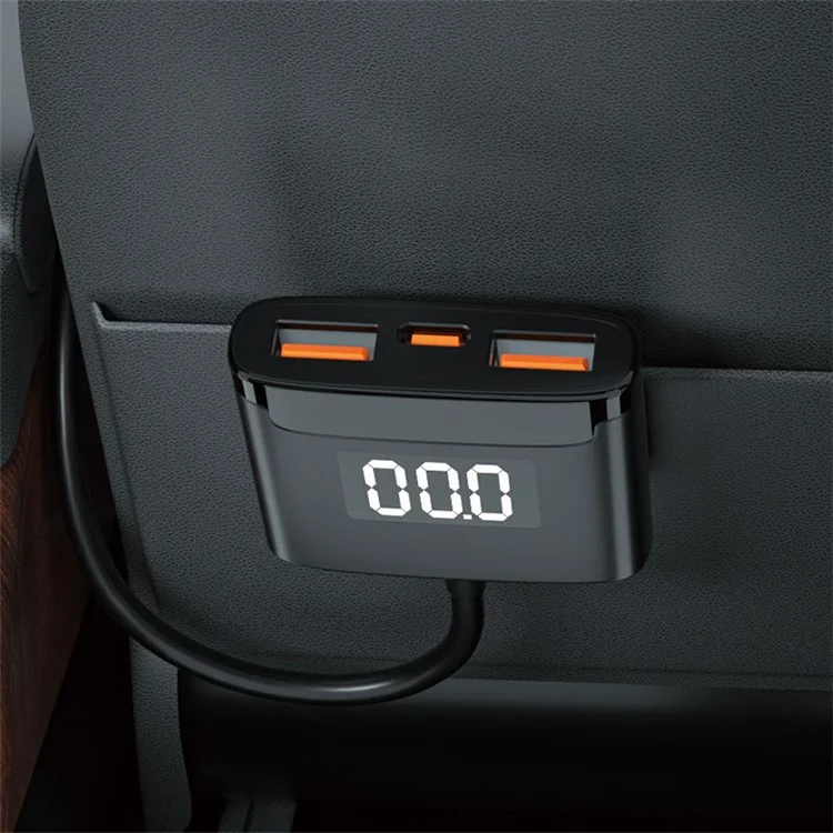 EC-17 78W 5 Ports Charging Adapter 3 USB + 2 Type-C PD Fast Charging Car Charger with Extension Cord (CE Certificated)