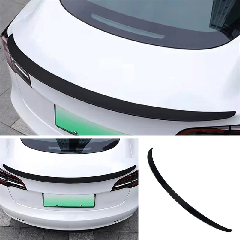 Car Spoiler Wing Decorative Strip Spoiler Non-Punching Car Rear Wing for Tesla Model 3 (17-22) - Matte Paint