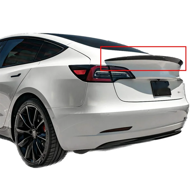 Car Spoiler Wing Decorative Strip Spoiler Non-Punching Car Rear Wing for Tesla Model 3 (17-22) - Matte Paint