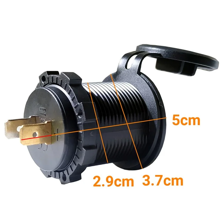P15S USB Phone Car Charger Socket Dual USB 5V 2.1A+2.1A Power Outlet with Touch Switch+60cm Wire for Car Boat Marine Motorcycle - Blue Light
