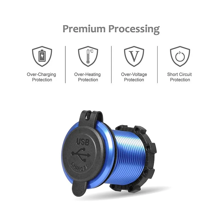 L1 Dual Port Car Charger Aluminum Alloy USB 5V 2.1A+2.1A Socket Power Outlet Adapter for Marine Golf Cart ATV Truck - Red Shell / Green Light