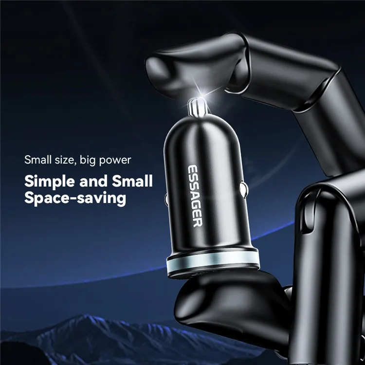 ESSAGER ES-CC12 PD 30W Double Ports Mini Car Charger Легкое Зарядное Устройство Для Автомобилей 12-24 в Для Автомобилей 12-24 в