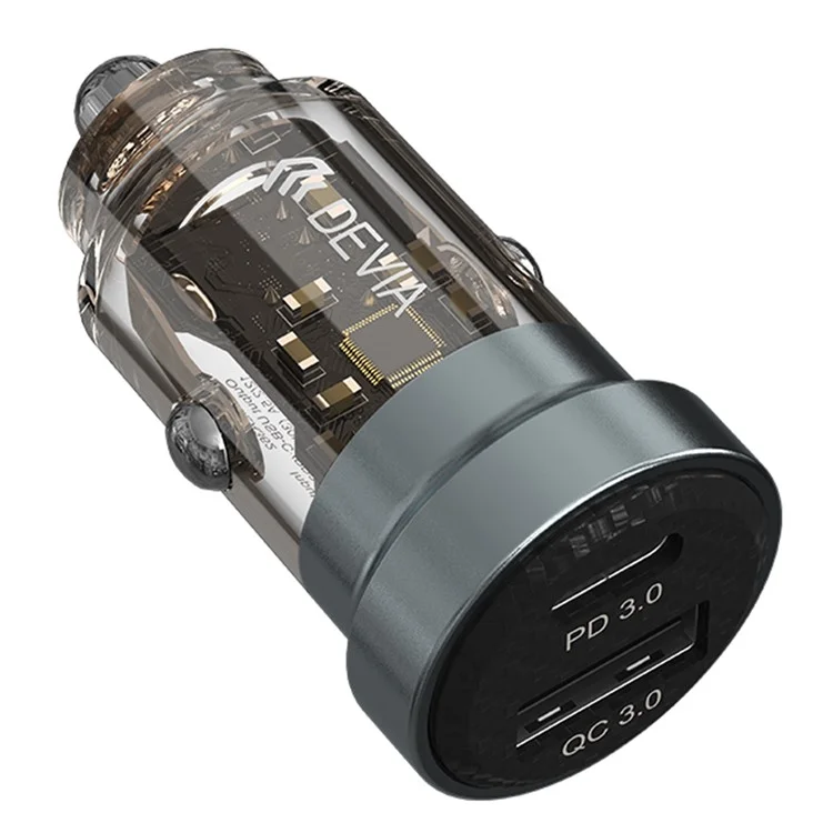 DEVIA EA362 Caricabatterie da Auto Mini Stile Punk Serie Smart PD+QC3.0 Caricabatterie Dual Port USB+Type-C 