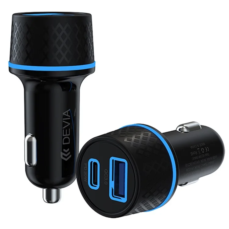 DEVIA EA135 Serie Extreme Speed Caricabatterie per auto PD 30W+QC Caricabatterie Rapido Accendisigari 