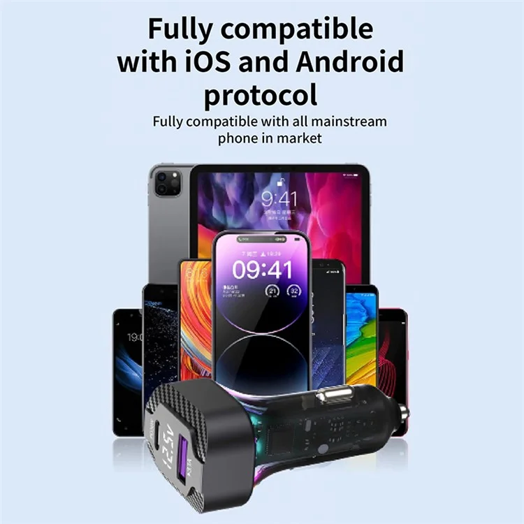 K28 PD 30W USB+Type-C Power Adapter Voltage Digital Display Fast Charging Car Charger