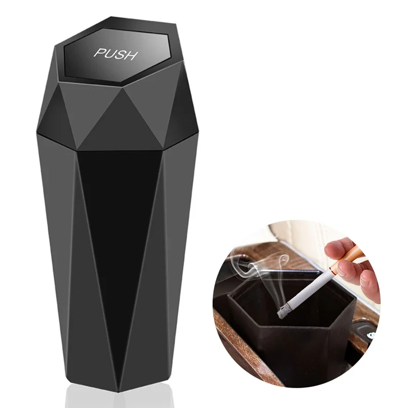 OUDEW Car Trash Can Con Tapa Mini Lavable Para Basura de la Basura de la Basura Del Escritorio Consola de Basura Del Basura Del Basurero - Negro