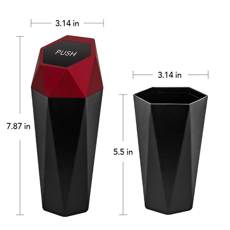 OUDEW Car Trash Can Con Tapa Mini Lavable Para Basura de la Basura de la Basura Del Escritorio Consola de Basura Del Basura Del Basurero - Negro