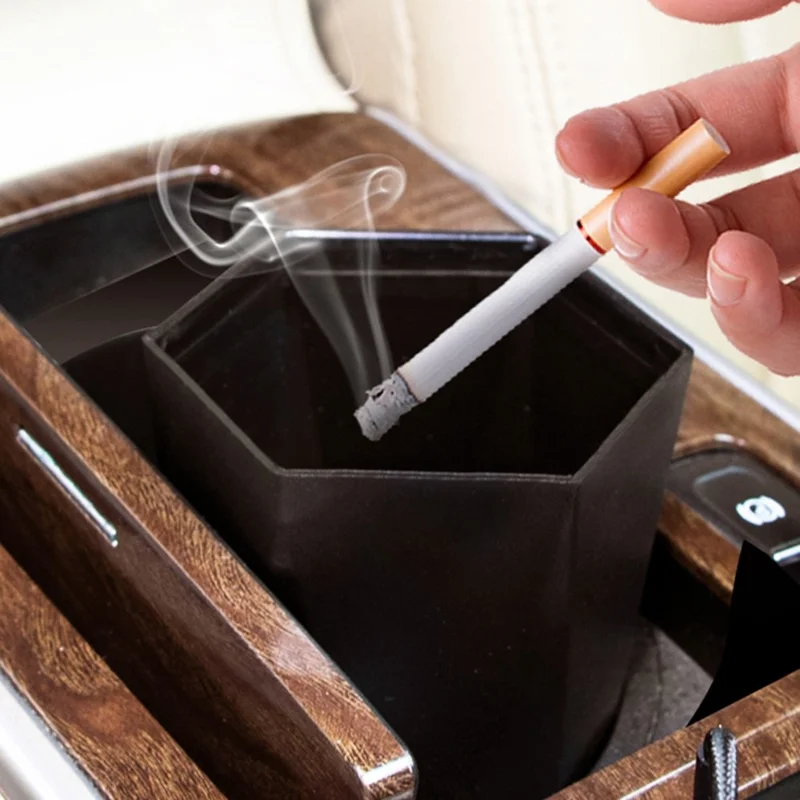 OUDEW Car Trash Can Con Tapa Mini Lavable Para Basura de la Basura de la Basura Del Escritorio Consola de Basura Del Basura Del Basurero - Negro