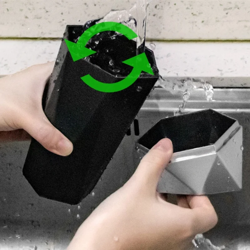 OUDEW Car Trash Can Con Tapa Mini Lavable Para Basura de la Basura de la Basura Del Escritorio Consola de Basura Del Basura Del Basurero - Negro