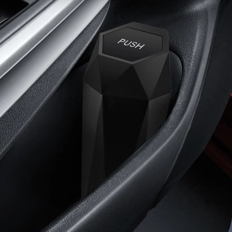 OUDEW Car Trash Can Con Tapa Mini Lavable Para Basura de la Basura de la Basura Del Escritorio Consola de Basura Del Basura Del Basurero - Negro