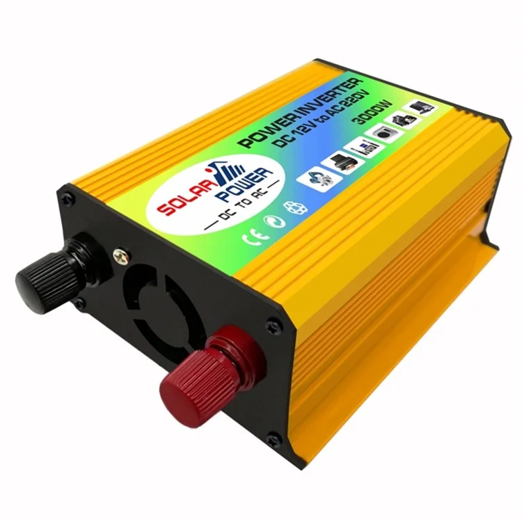 Tang I Geração 12V para 220V 3000W Inversor Inteligente de Energia para Carro com Carregador USB Duplo para Acampamento, Viagem - Amarelo