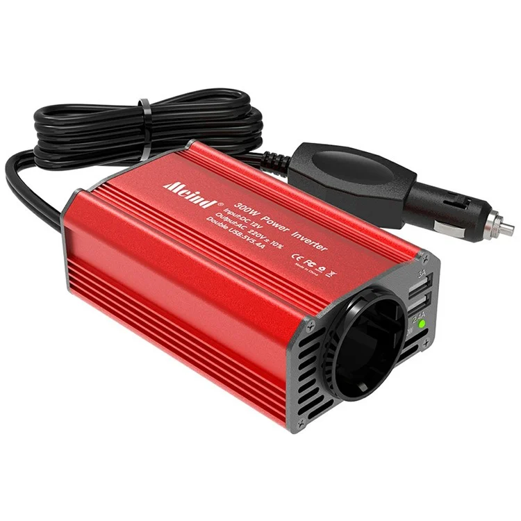 MEIND M7900 Inversor de Carro de Carro de 12V a 220V de 220V Com Soquete da ue + 2 Portas USB - Vermelho