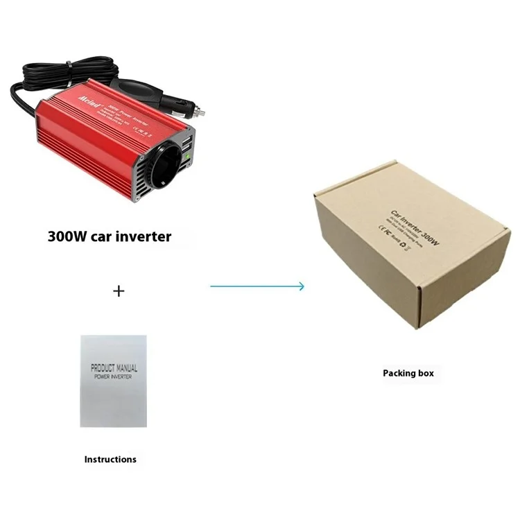 MEIND M7900 Inversor de Carro de Carro de 12V a 220V de 220V Com Soquete da ue + 2 Portas USB - Vermelho