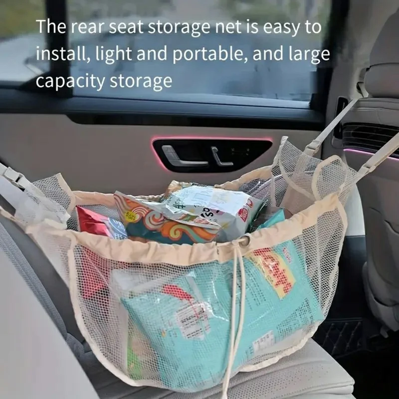 Organizer per Sedile Posteriore dell'Auto H351 - Borsa Multiuso in Tela con Grande Capacità e Rete Portaoggetti