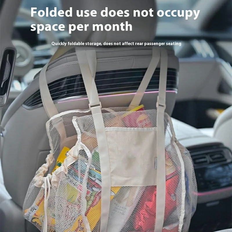 Organizer per Sedile Posteriore dell'Auto H351 - Borsa Multiuso in Tela con Grande Capacità e Rete Portaoggetti