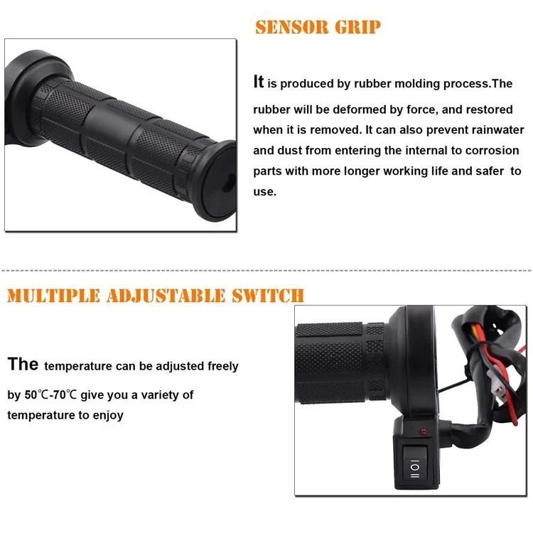 WUPP CS-203A1 1Pair Motorcycle Heated Grips for Winter Universal Electric Heating Handlebar 12V Modified Heating Grips Electric Scooter Handlebar