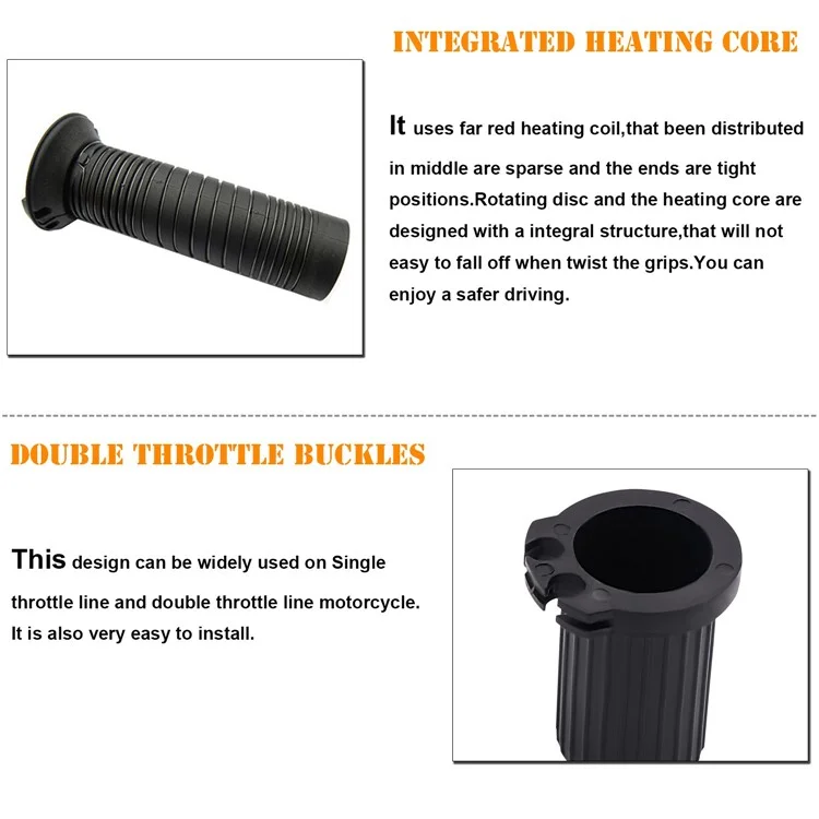 WUPP CS-203A1 1Pair Motorcycle Heated Grips for Winter Universal Electric Heating Handlebar 12V Modified Heating Grips Electric Scooter Handlebar