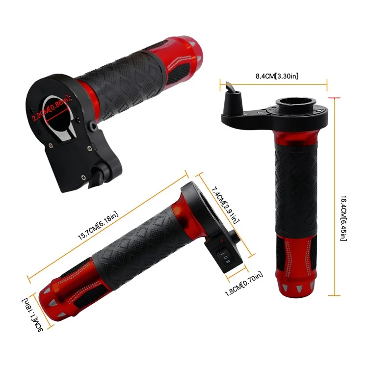 Wupp CS-764 1 Paar Motorradheizungslenker Aluminiumlegierung 12V Elektrische Heizlenkpfropfmotorbike Heizhandlungen Wärmer Wärter - Rot