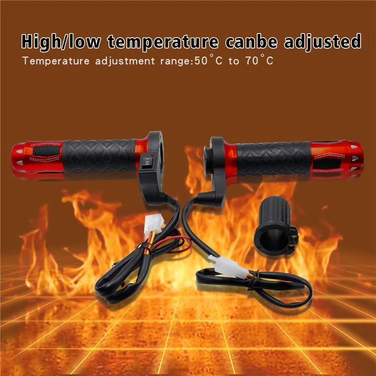 Wupp CS-764 1 Paar Motorradheizungslenker Aluminiumlegierung 12V Elektrische Heizlenkpfropfmotorbike Heizhandlungen Wärmer Wärter - Rot