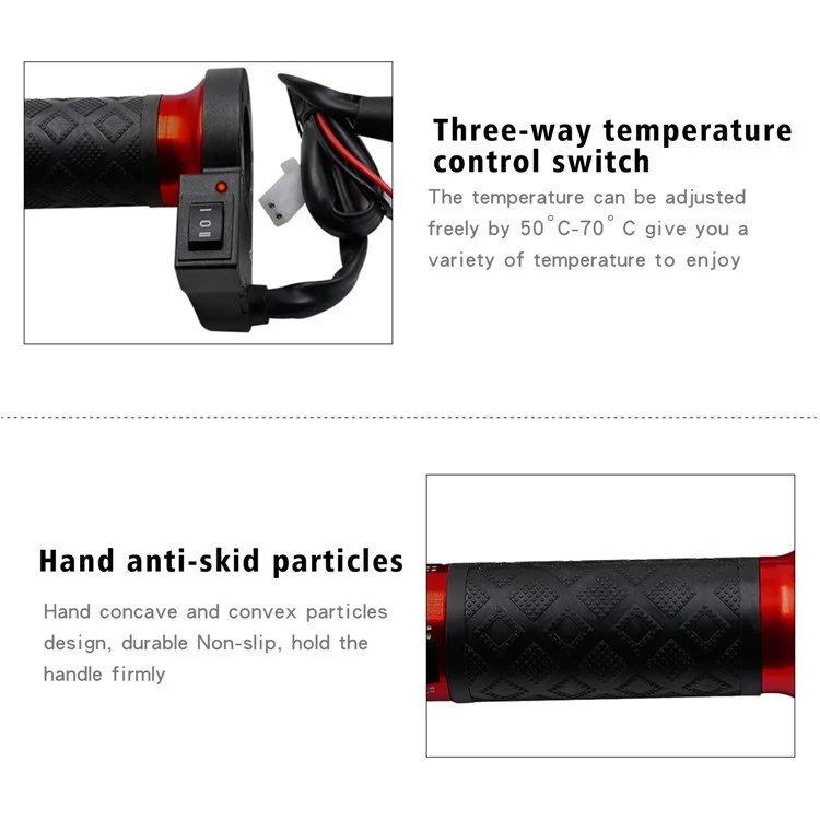 Wupp CS-764 1 Paar Motorradheizungslenker Aluminiumlegierung 12V Elektrische Heizlenkpfropfmotorbike Heizhandlungen Wärmer Wärter - Rot