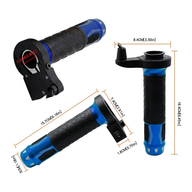 WUPP CS-764 1 Pair Motorcycle Heating Handlebars Aluminum Alloy 12V Electric Heated Handlebar Grips Motorbike Heating Handle Warmers - Blue