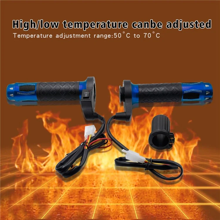 WUPP CS-764 1 Pair Motorcycle Heating Handlebars Aluminum Alloy 12V Electric Heated Handlebar Grips Motorbike Heating Handle Warmers - Blue