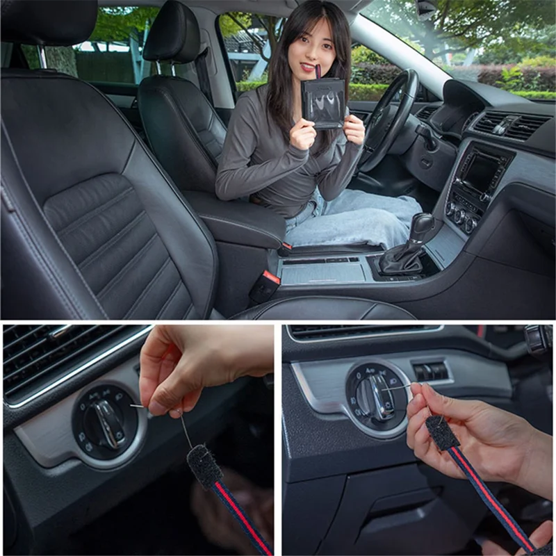 Multifunctional Car Pocket PU Leather Air Outlet Phone Storage Bag Car Interior Accessories - Red