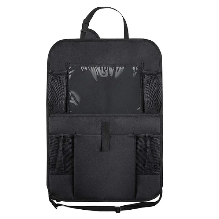 BY-1050 Multi-Pocket Car Back Seat Organizer Protector Hanging Storage Bag with Transparent Tablet Pouch