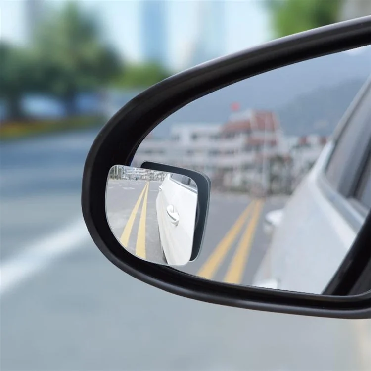 DM-074 2 Pièces Miroir Angle Mort de Voiture en Forme d'Éventail 360 Degrés Rotation Grand Angle Sans Cadre 