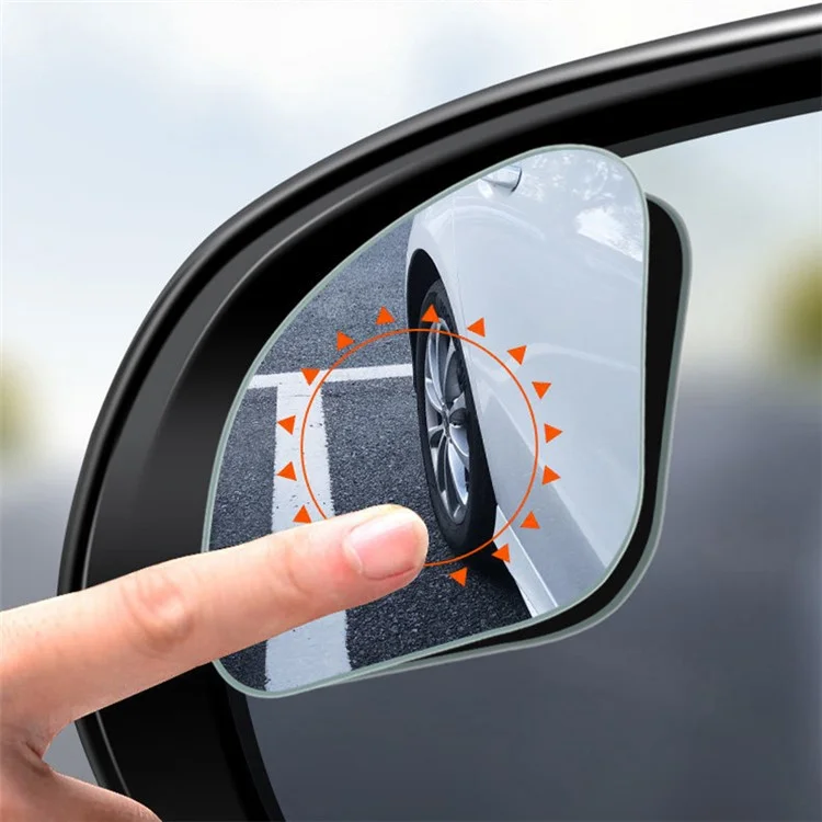 DM-074 2 Pièces Miroir Angle Mort de Voiture en Forme d'Éventail 360 Degrés Rotation Grand Angle Sans Cadre 