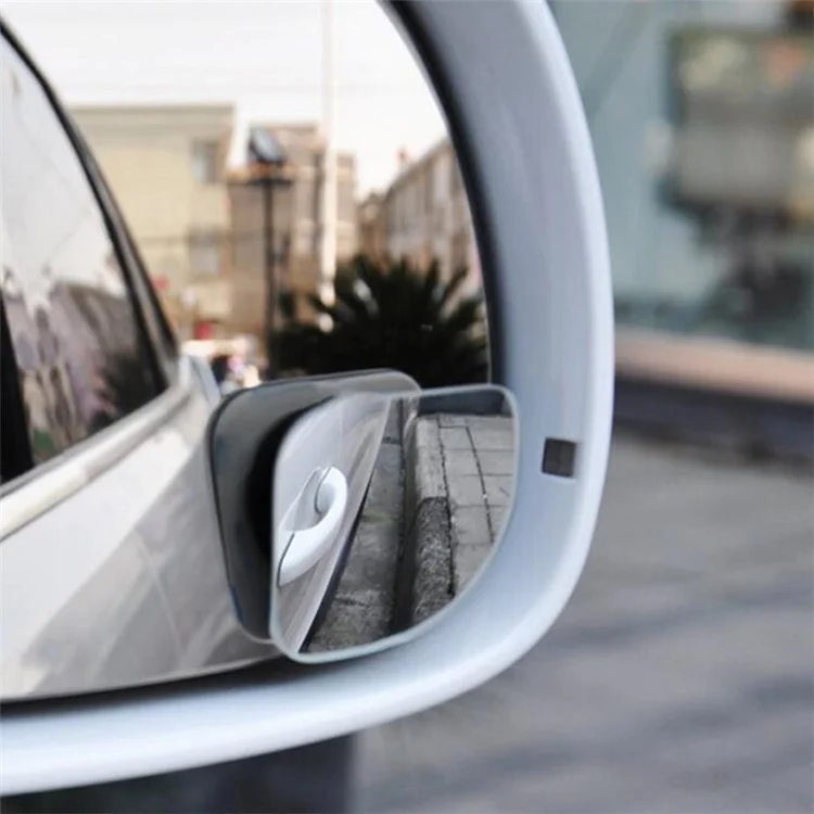 DM-074 2 Pièces Miroir Angle Mort de Voiture en Forme d'Éventail 360 Degrés Rotation Grand Angle Sans Cadre 