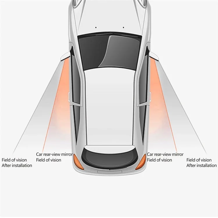 DM-074 2 Pièces Miroir Angle Mort de Voiture en Forme d'Éventail 360 Degrés Rotation Grand Angle Sans Cadre 
