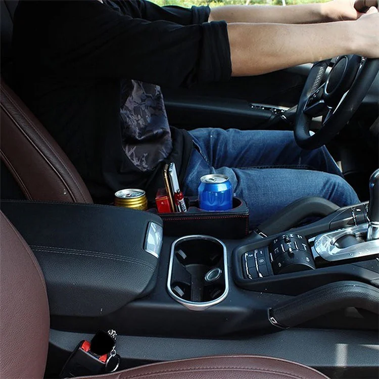 BY-113 Car Drink Holder Universal Auto Seat Side Cup Holder Leather Multifunctional Car Gap Storage Box