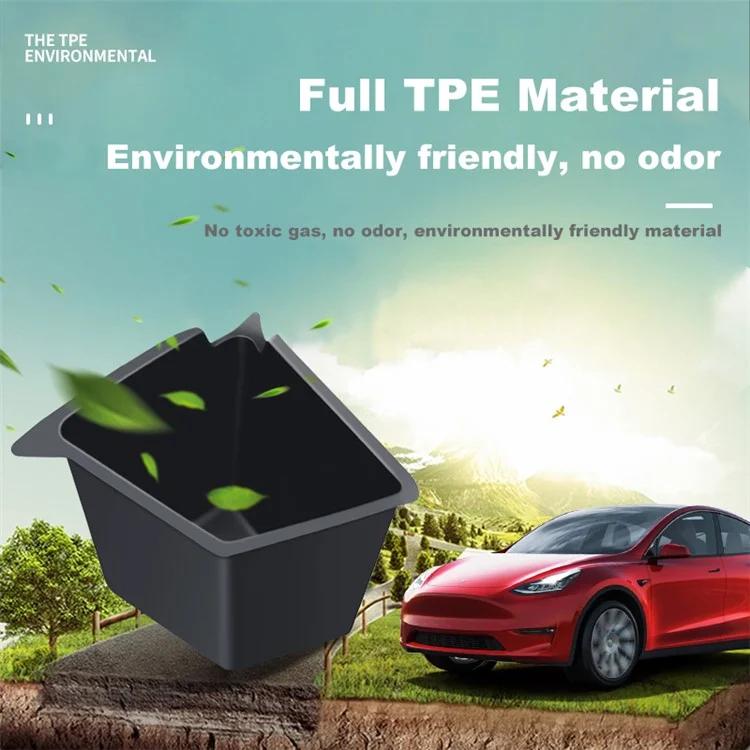 M10357 1 Set für Tesla Model Y Auto Kofferraum Aufbewahrungsbox TPE-Box Organizer mit Griffdesign Flockmasche Deckel