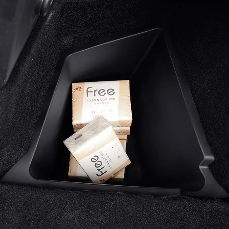 M10357 1 Set für Tesla Model Y Auto Kofferraum Aufbewahrungsbox TPE-Box Organizer mit Griffdesign Flockmasche Deckel