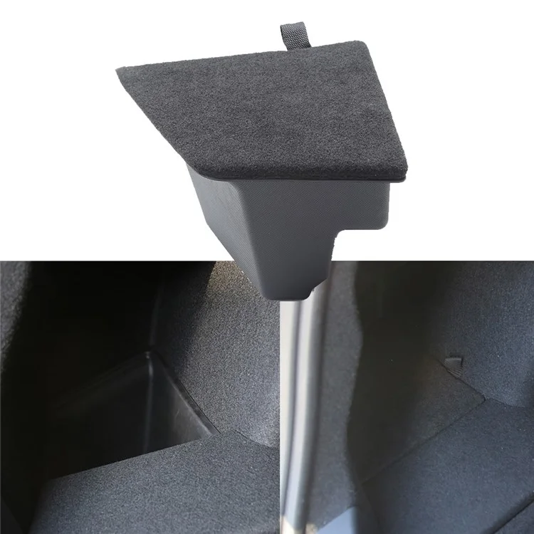 TSLZH658 Para Tesla Model 3 Car Rear Trunk Storage Bin TPE Box Organizador con diseño de asa Tapa con flocado