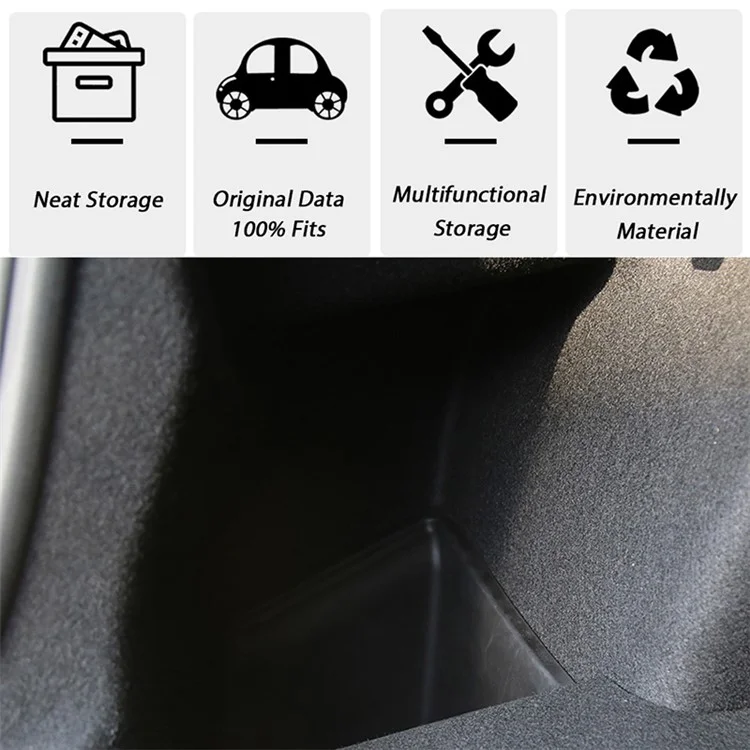 TSLZH658 Para Tesla Model 3 Car Rear Trunk Storage Bin TPE Box Organizador con diseño de asa Tapa con flocado