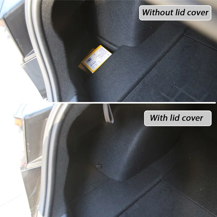 TSLZH658 Para Tesla Model 3 Car Rear Trunk Storage Bin TPE Box Organizador con diseño de asa Tapa con flocado