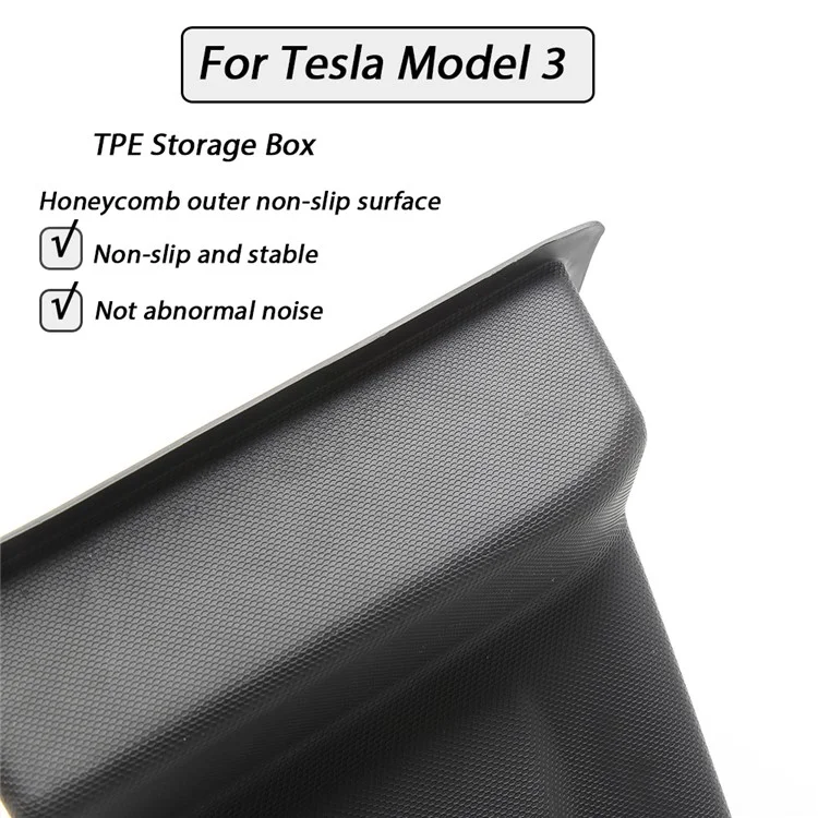 TSLZH658 Para Tesla Model 3 Car Rear Trunk Storage Bin TPE Box Organizador con diseño de asa Tapa con flocado