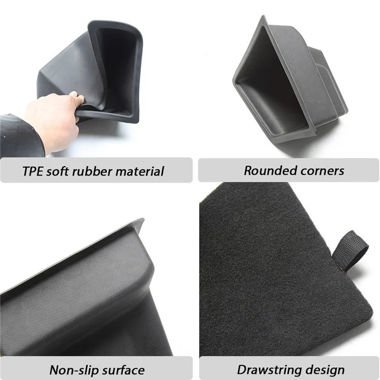 TSLZH658 Para Tesla Model 3 Car Rear Trunk Storage Bin TPE Box Organizador con diseño de asa Tapa con flocado