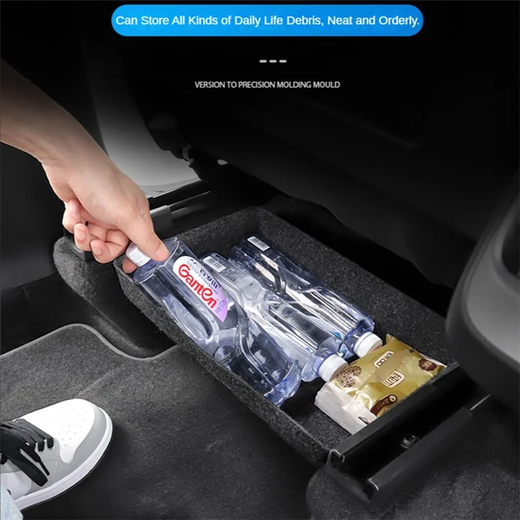 M10343 For Tesla Model Y Car Driver Passenger Underseat Hidden Felt Cloth Organizer Box Under Seat Storage Tray Bin
