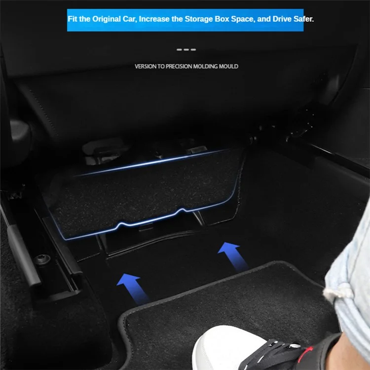 M10343 For Tesla Model Y Car Driver Passenger Underseat Hidden Felt Cloth Organizer Box Under Seat Storage Tray Bin