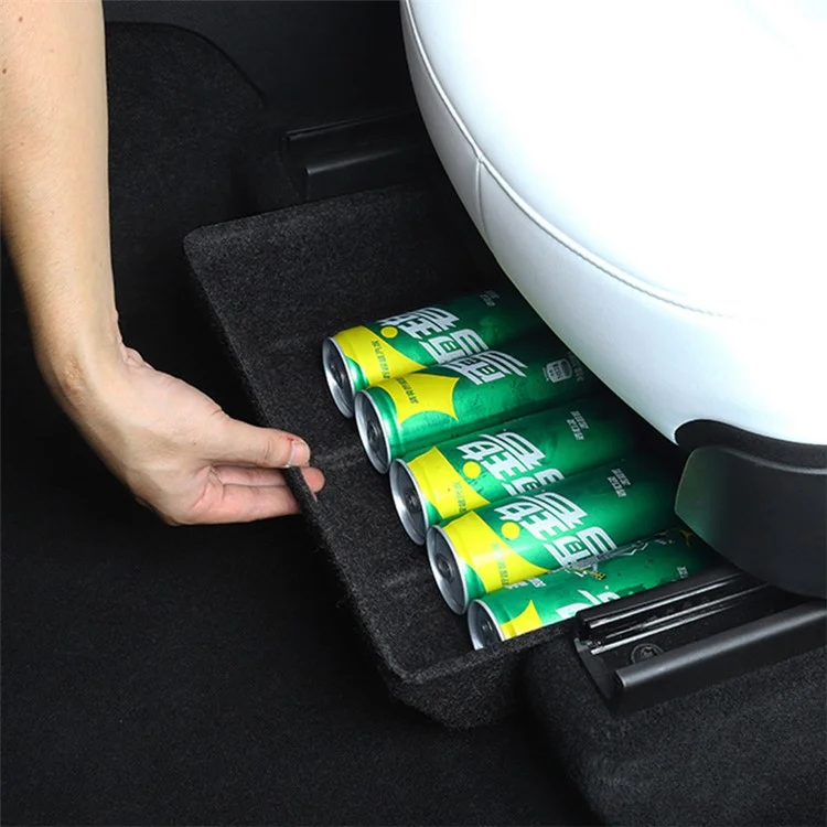 M10343 For Tesla Model Y Car Driver Passenger Underseat Hidden Felt Cloth Organizer Box Under Seat Storage Tray Bin