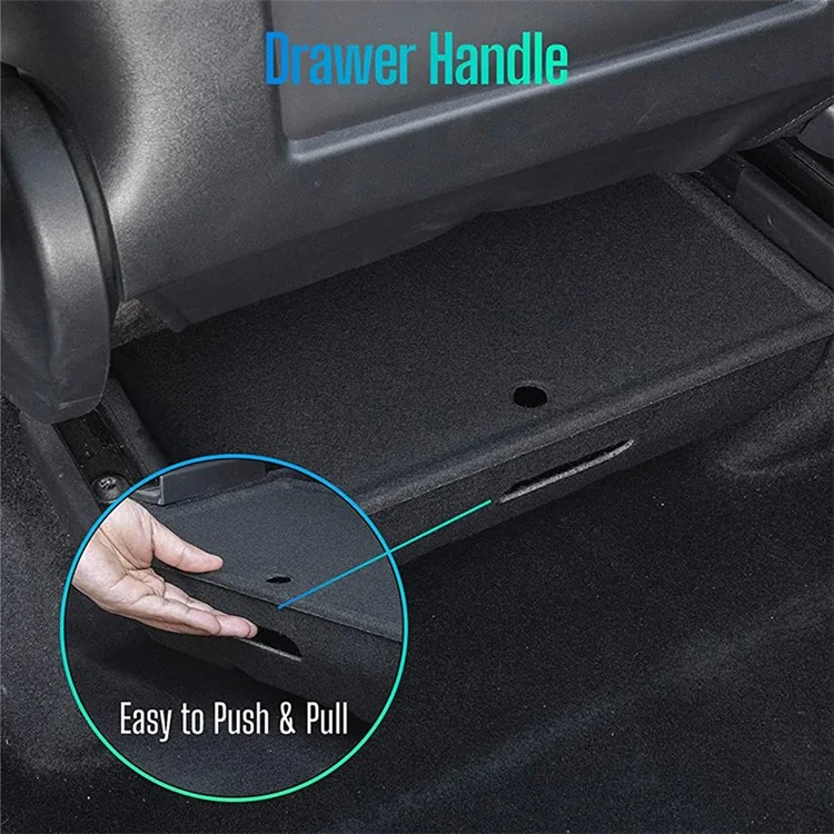 M10343 For Tesla Model Y Under Seat Storage Tray Car Driver Passenger Underseat Hidden Felt Cloth Organizer Box with Lid