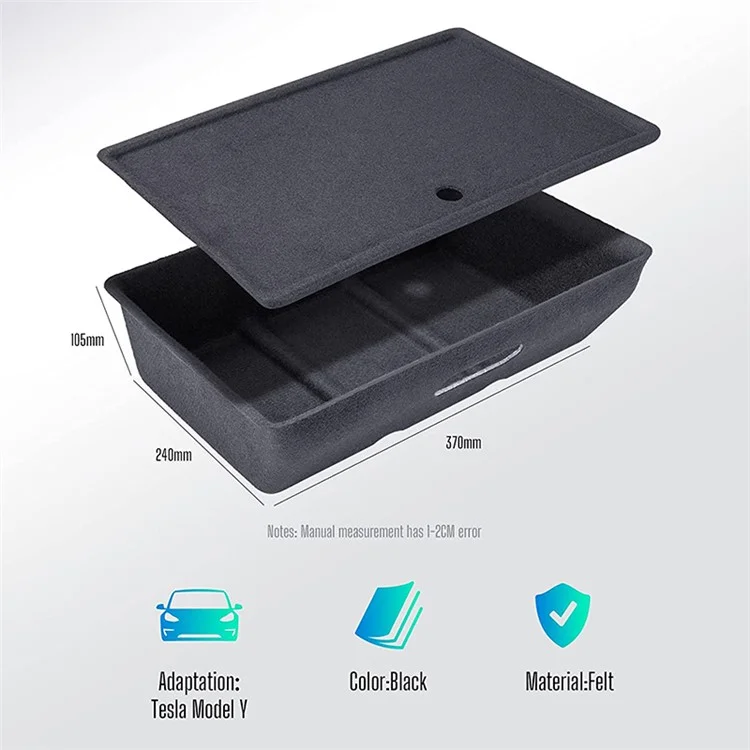 M10343 For Tesla Model Y Under Seat Storage Tray Car Driver Passenger Underseat Hidden Felt Cloth Organizer Box with Lid