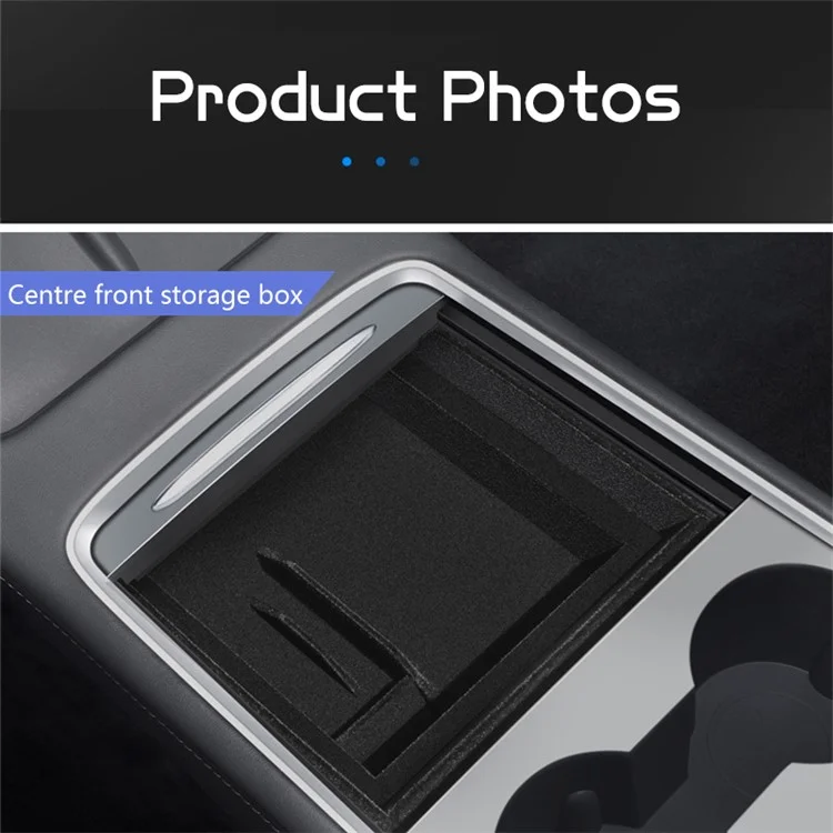 Para Tesla Model 3 / Y ABS+Flocking Car Center Control Trash Can Bin Organizer Storage Box Garbage Container - Front
