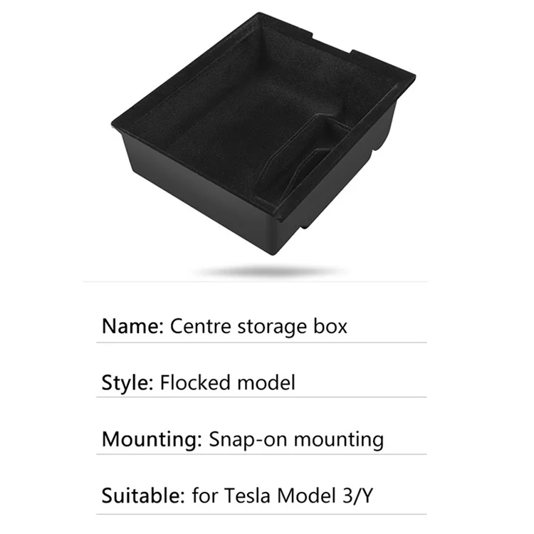 Para Tesla Model 3 / Y ABS+Flocking Car Center Control Trash Can Bin Organizer Storage Box Garbage Container - Front