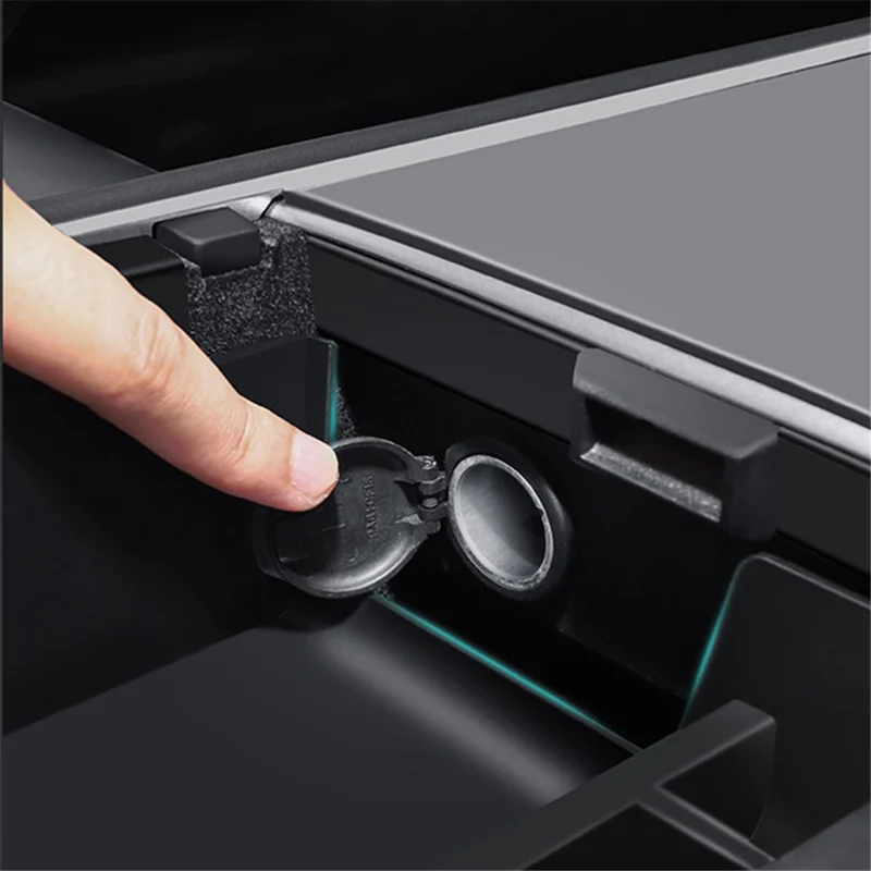 Pour Tesla Model 3 / Y ABS+Flocking Car Center Control Trash Can Bin Organisateur de stockage Boîte Conteneur à ordures - Arrière